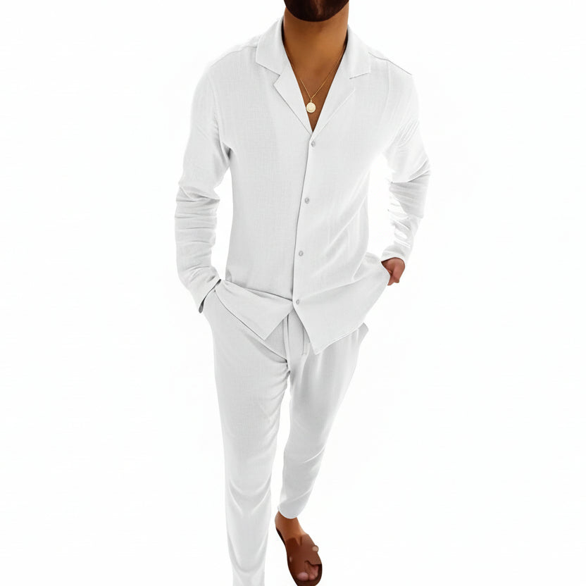 Coordinated men's stylish summer set. Versatile two-piece for casual wear, perfect for any warm day.