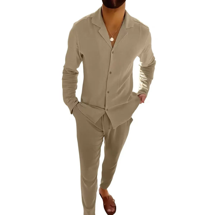 Trendy men's casual two-piece summer set. Lightweight and stylish, perfect coordinated outfit for men.