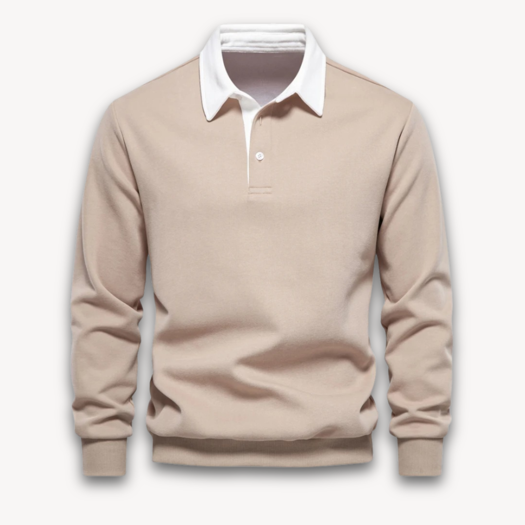 Comfortable long-sleeve polo sweater for men, a smart addition to your casual wardrobe.