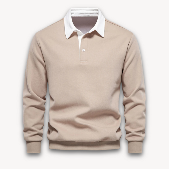Comfortable long-sleeve polo sweater for men, a smart addition to your casual wardrobe.