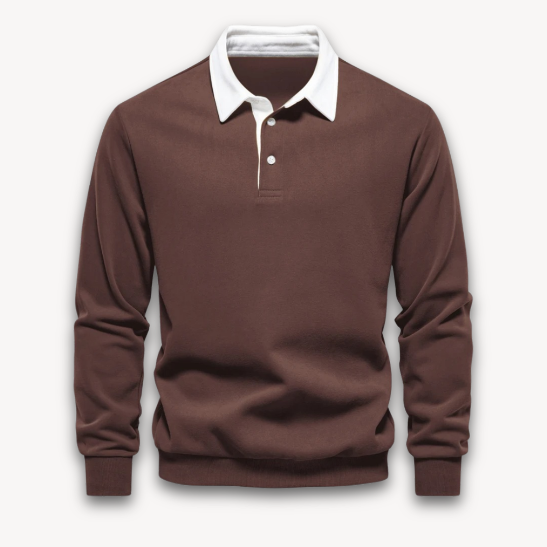 Everyday men's smart polo sweater, a stylish long-sleeve pullover for ultimate comfort.