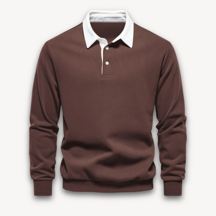 Everyday men's smart polo sweater, a stylish long-sleeve pullover for ultimate comfort.