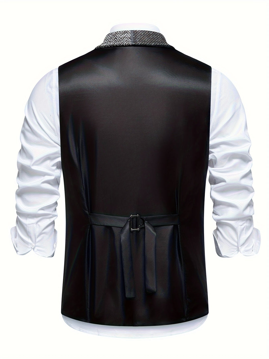Formal men's patchwork waistcoat, single-breasted, versatile for evening wear or a smart casual event.