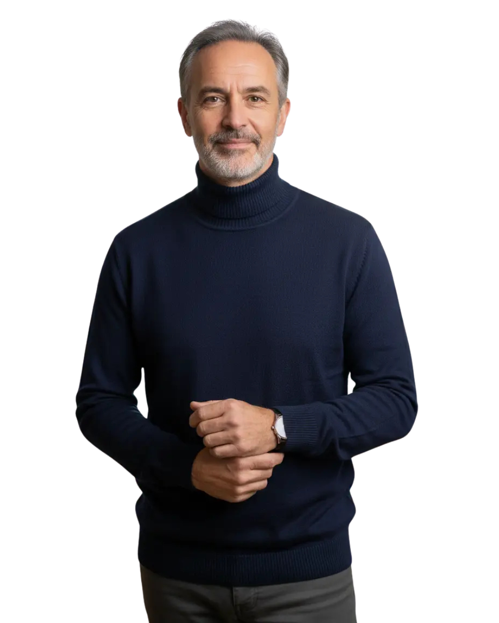 Men's stylish premium turtleneck sweater in knitwear, perfect for winter fashion and versatile cold weather wear.