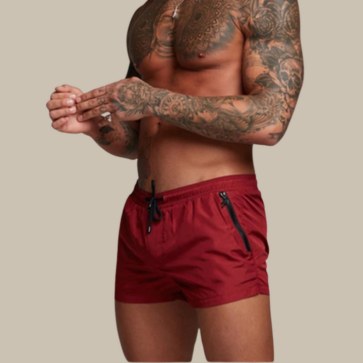 Men's comfortable quick dry stretchy swim shorts, essential beach & pool wear for summer vacation.
