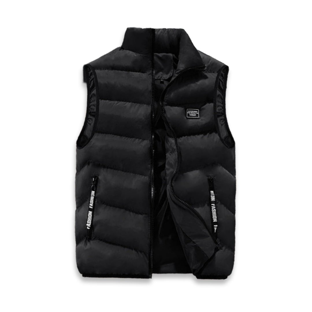 Men's stylish quilted bodywarmer with front zipper & practical pockets, perfect for casual layering outerwear.