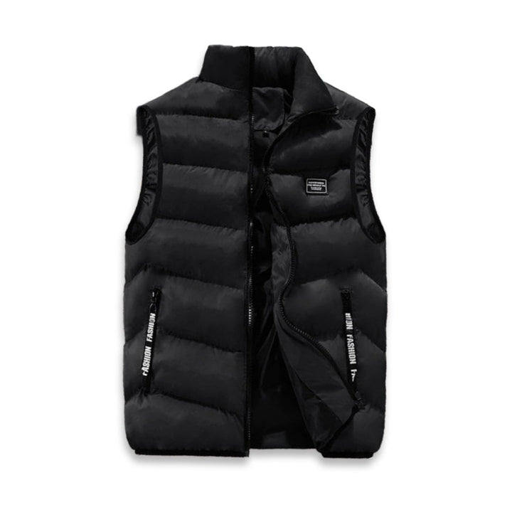 Men's stylish quilted bodywarmer with front zipper & practical pockets, perfect for casual layering outerwear.