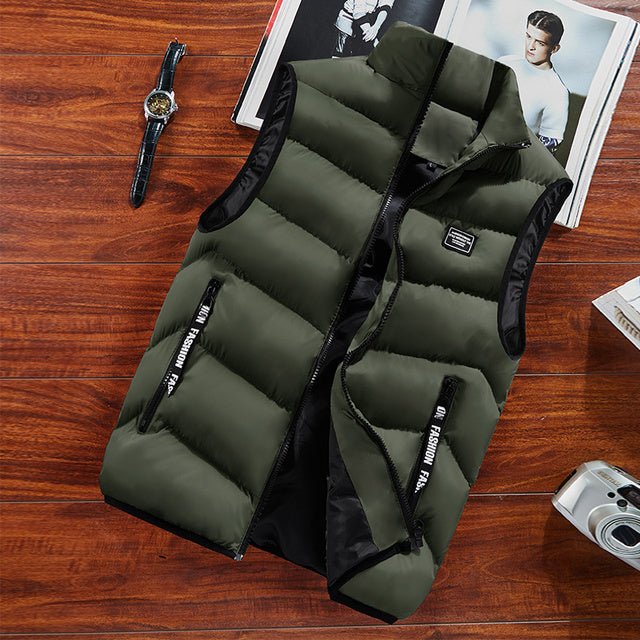 Versatile men's quilted bodywarmer, a fashionable zippered gilet for year-round casual layering.