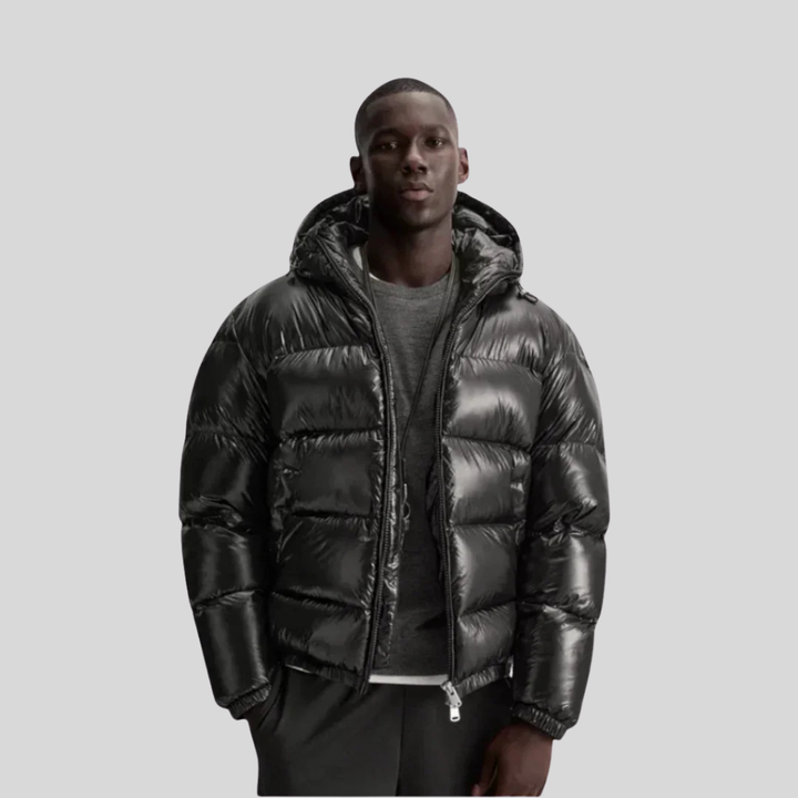 Men's stylish quilted winter jacket, perfect for cold weather. Warm, full-zip outerwear for everyday casual wear.