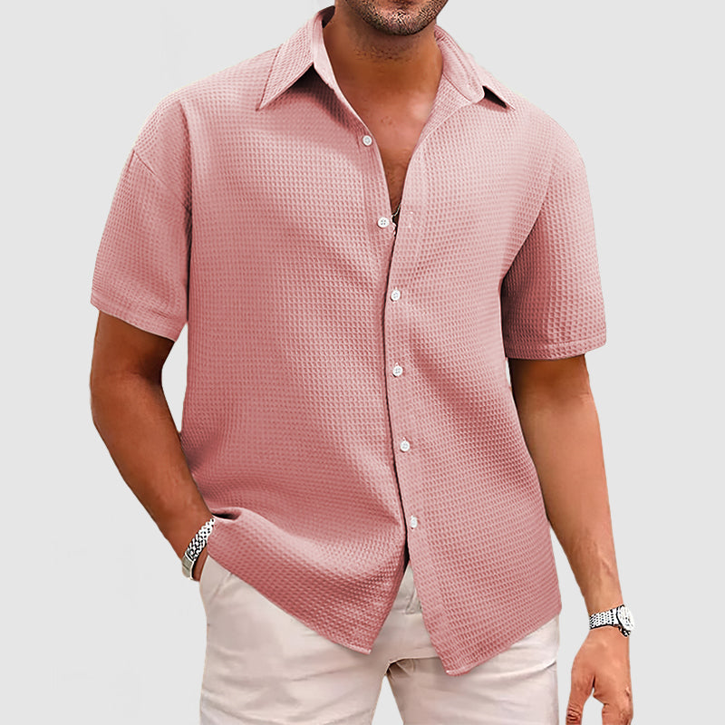 Men's stylish short sleeve button-down shirt for smart casual or everyday wear.