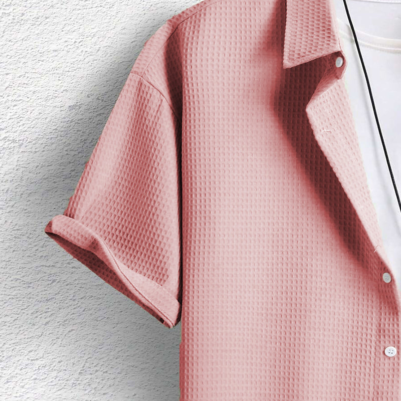 Elegant men's modern fit short sleeve shirt, ideal for business casual & everyday comfort.