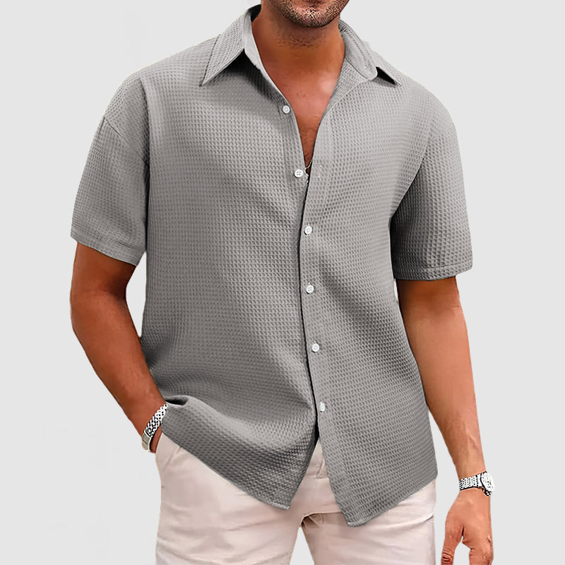 Stylish men's modern fit short sleeve shirt, essential for smart casual & comfortable everyday wear.