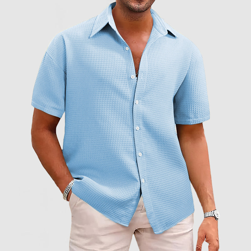 Versatile men's short sleeve casual shirt, breathable and comfortable for all occasions.