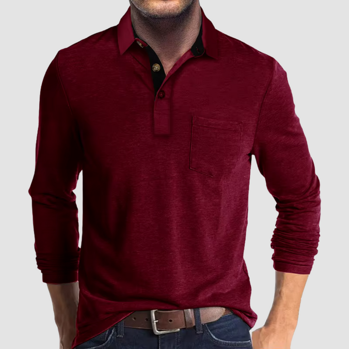 Tailored fit men's short-sleeve polo shirt, offering a modern, stylish look for smart casual fashion.