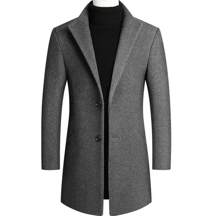 Elegant men's slim-fit winter coat. Stylish casual outerwear jacket for a sophisticated modern look.