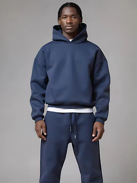 Comfortable men's loungewear tracksuit with hoodie and joggers, ideal for casual and athletic wear.