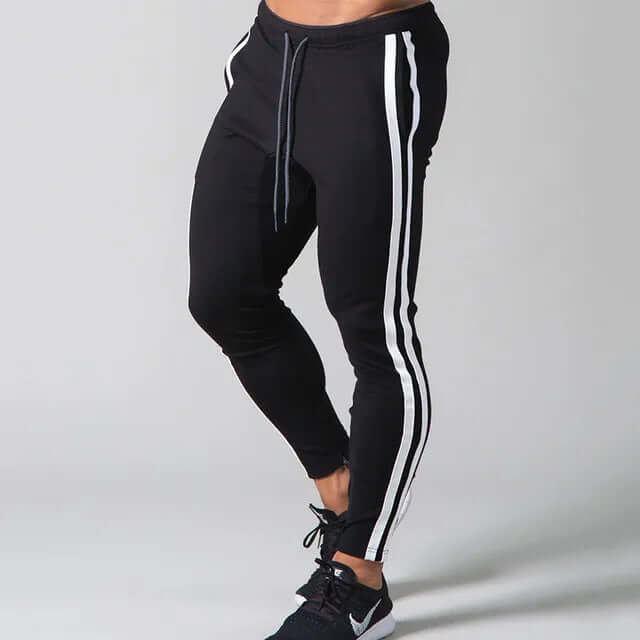 Men's stylish stripe skinny pants, ideal for modern casual & outdoor wear.