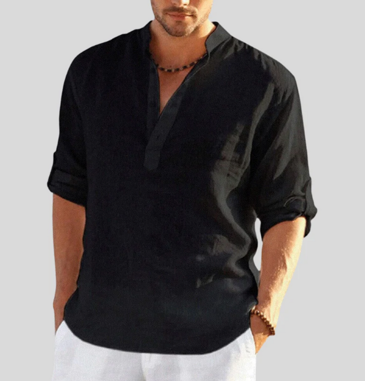 Men's versatile summer shirt in beige. Stylish, lightweight, breathable button-down for everyday comfort.