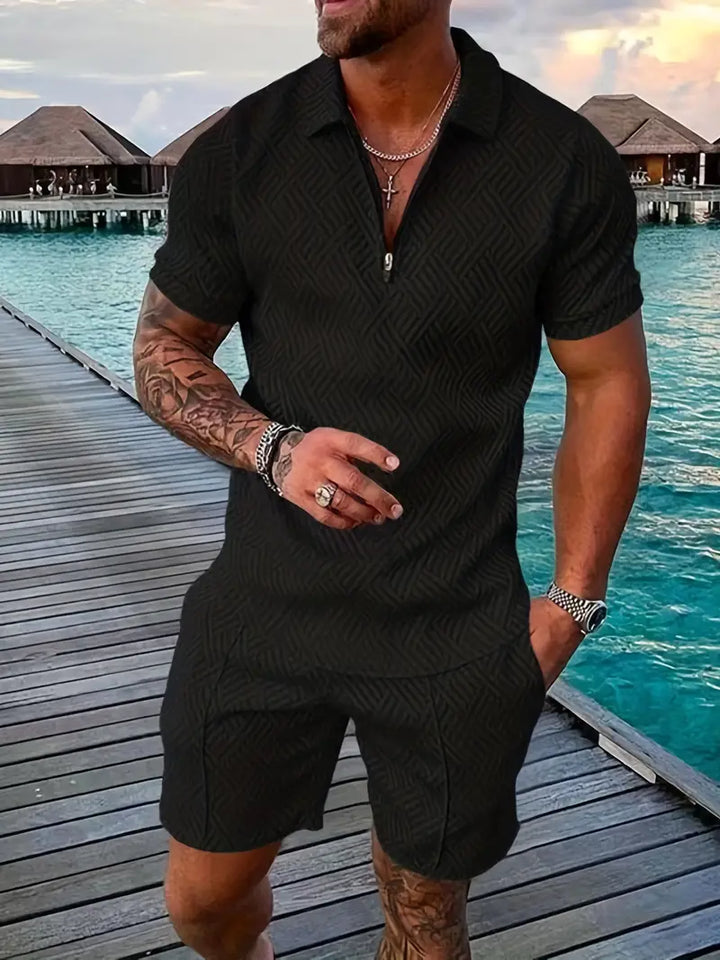 Versatile men's two-piece casual outfit for a stylish, modern look. Ideal for summer fashion.