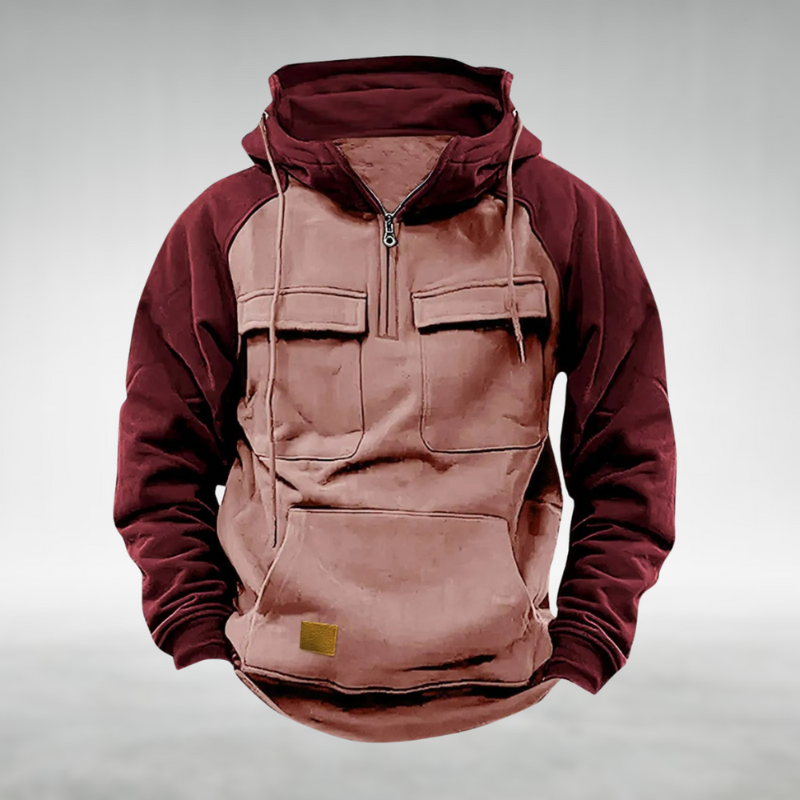 Warm men's winter hoodie, a stylish pullover for cold weather. Essential comfort apparel for everyday casual wear.
