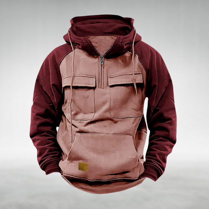 Warm men's winter hoodie, a stylish pullover for cold weather. Essential comfort apparel for everyday casual wear.