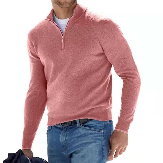 Men's stylish V-neck zip jumper for everyday comfort. Soft knitted fabric, perfect for casual wear.