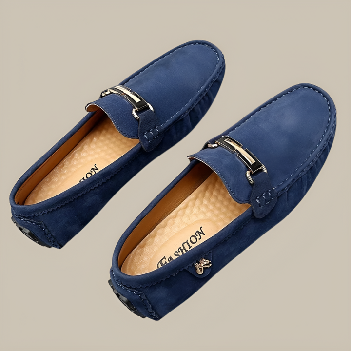 Stylish men's suede slip-on moccasins. A perfect blend of comfort and elegance for any occasion.