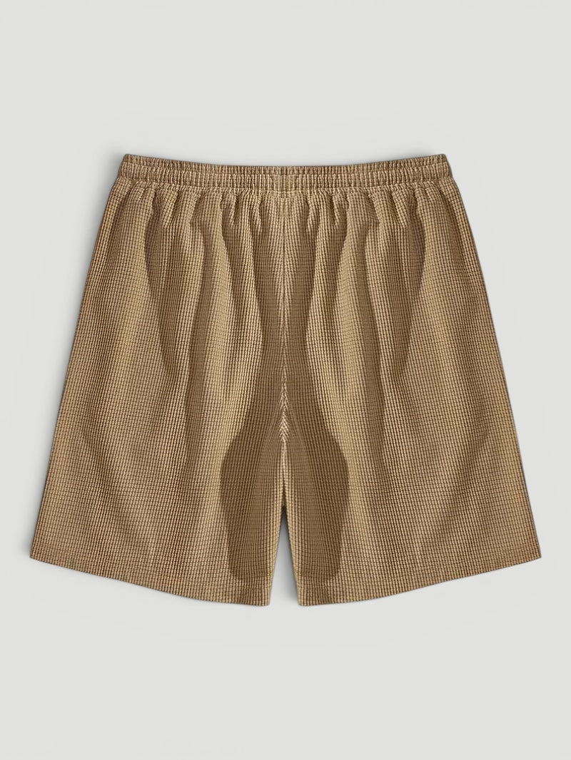Lightweight & breathable men's textured shorts with drawstring, great for summer everyday wear.