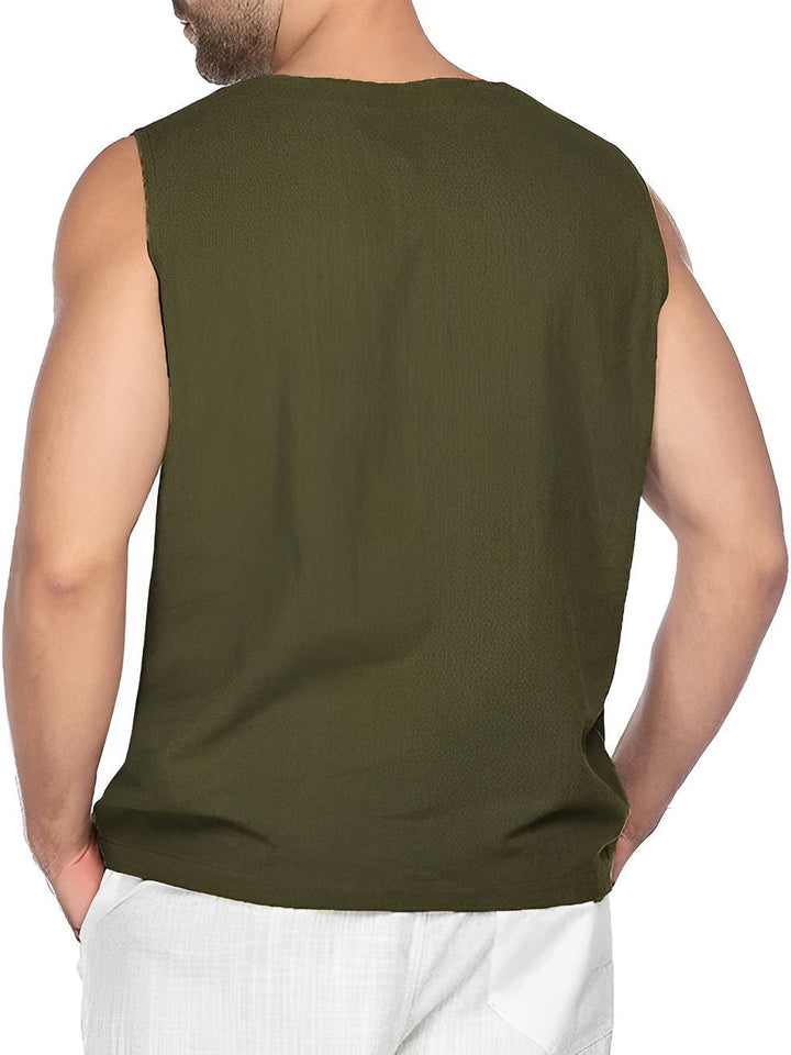 Versatile men's casual V-neck tank top, lightweight for summer, travel & everyday stylish comfort.