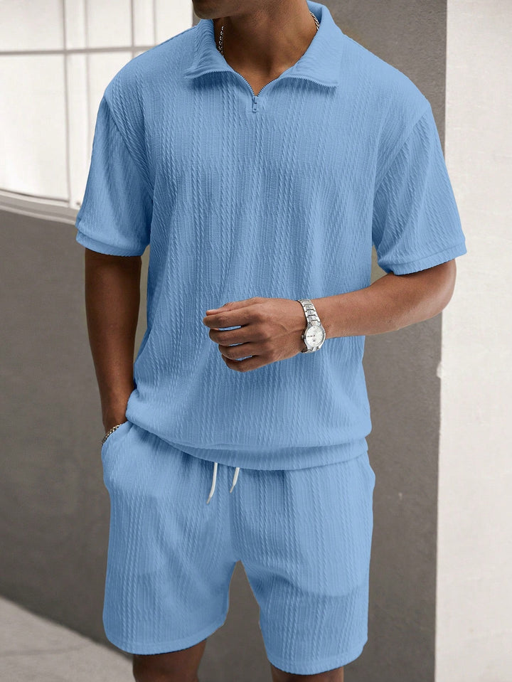 Relaxed fit men's summer set. Short sleeve shirt & shorts for ultimate comfort & style.