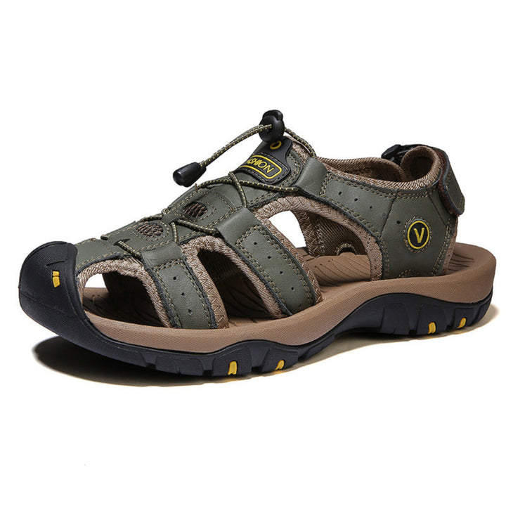 Ergonomic men's walking sandals, mixed color, with adjustable straps for ultimate foot comfort.