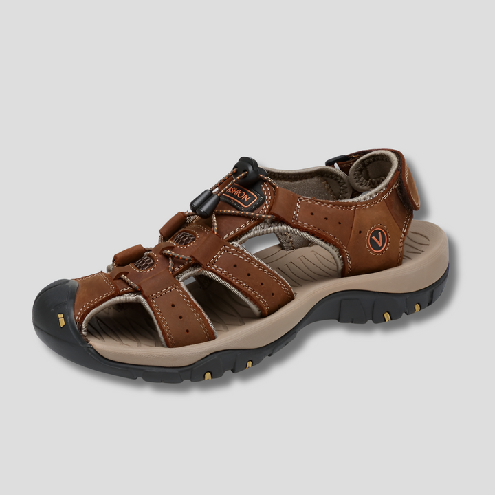 Stylish mixed color men's sandals with adjustable straps, perfect for casual wear and foot support.