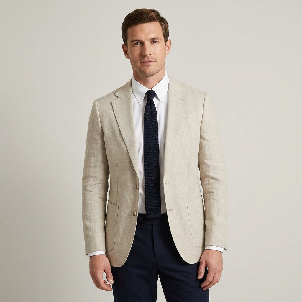 Sleek men's lightweight blazer. Tailored everyday jacket for a sharp, smart casual or formal look.