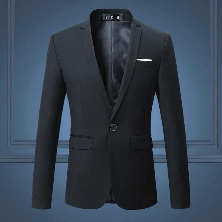 Classic men's formal blazer, tailored fit for smart casual or evening wear. Versatile fashion.