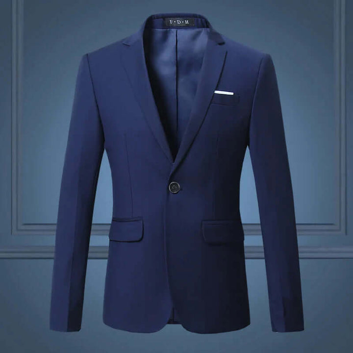 Sleek men's tailored fit blazer, ideal for business meetings & formal events. Professional men's jacket.