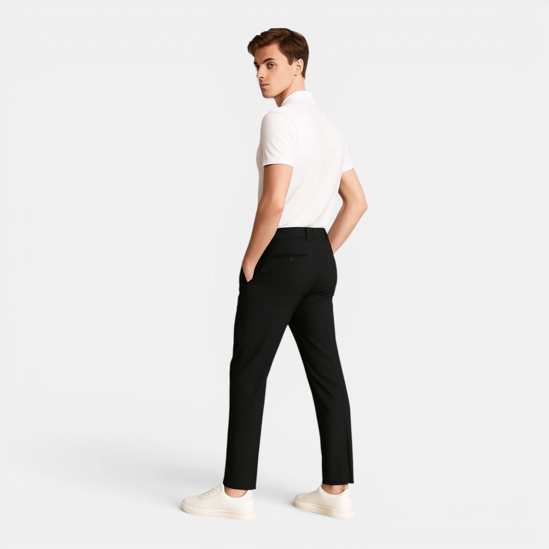 Durable men's slim fit work pants, tailored for business & office comfort. A must-have in men's clothing.