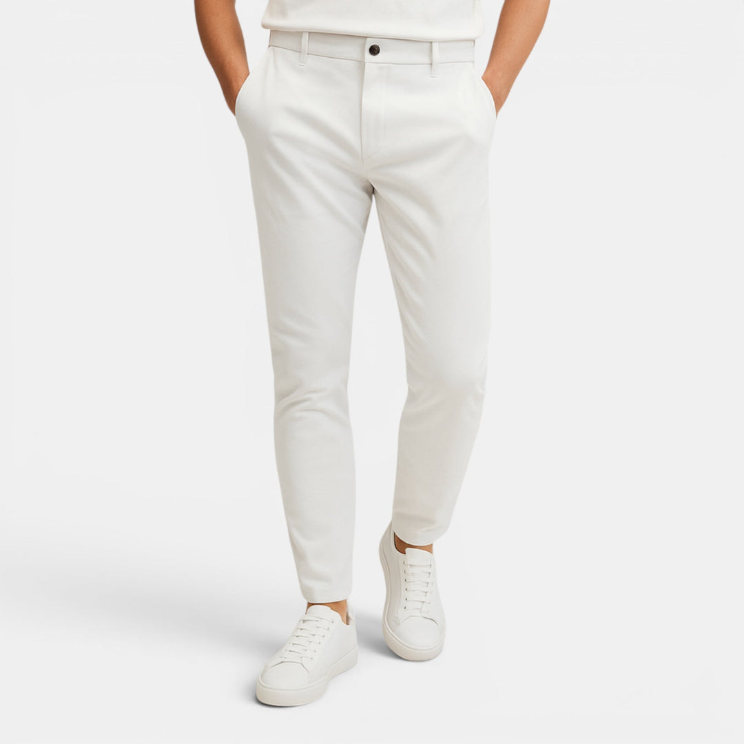 Men's tailored formal trousers, slim fit, perfect for business meetings & office attire. Smart & professional.