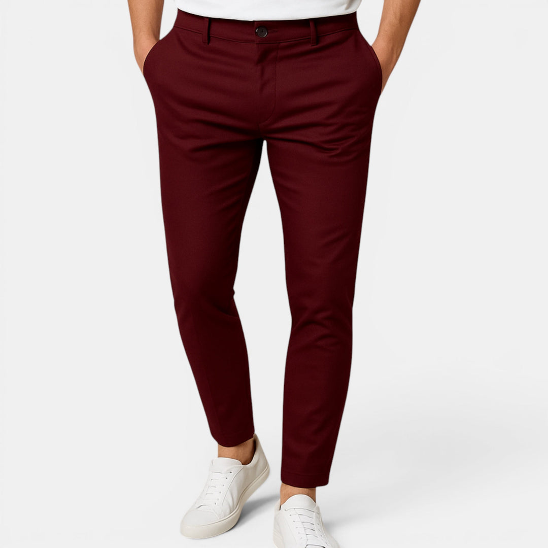 Comfortable men's tailored trousers, slim fit, great for work, business & everyday versatile wear.