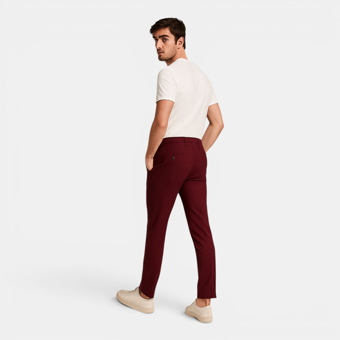 Stylish men's tailored slim fit trousers. Modern men's fashion for business, work & smart casual outfits.