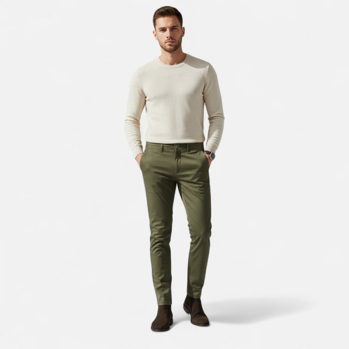 Elegant men's smart casual chinos, offering comfort and style for any occasion.