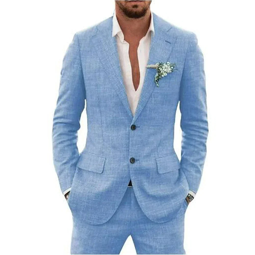 Full shot of a confident man in a sophisticated tailored suit, ready for any occasion.