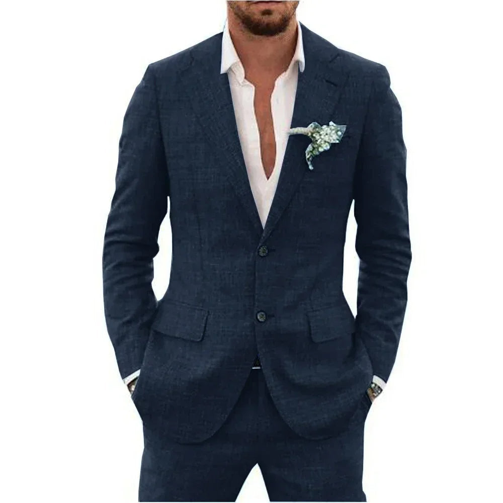 Modern men's tailored suit, featuring contemporary design for the fashion-conscious.