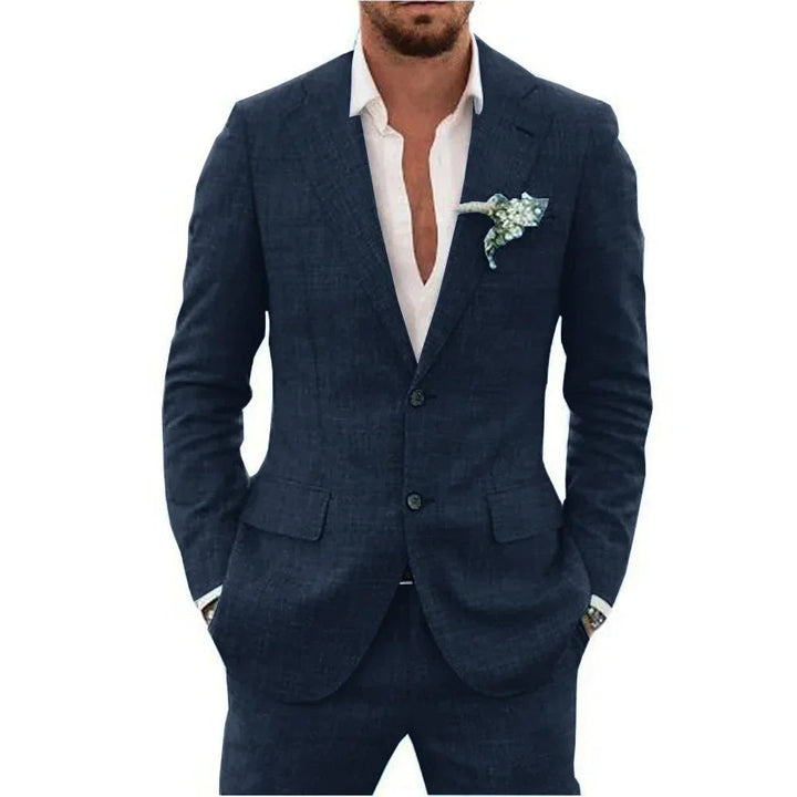 Modern men's tailored suit, featuring contemporary design for the fashion-conscious.