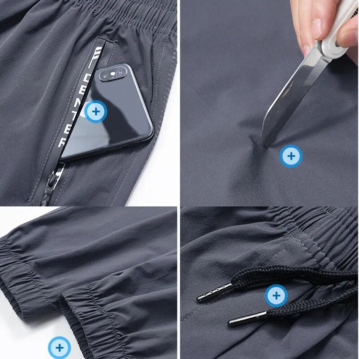 Athletic men's training pants: tapered fit joggers featuring practical zipper pockets & lightweight design.