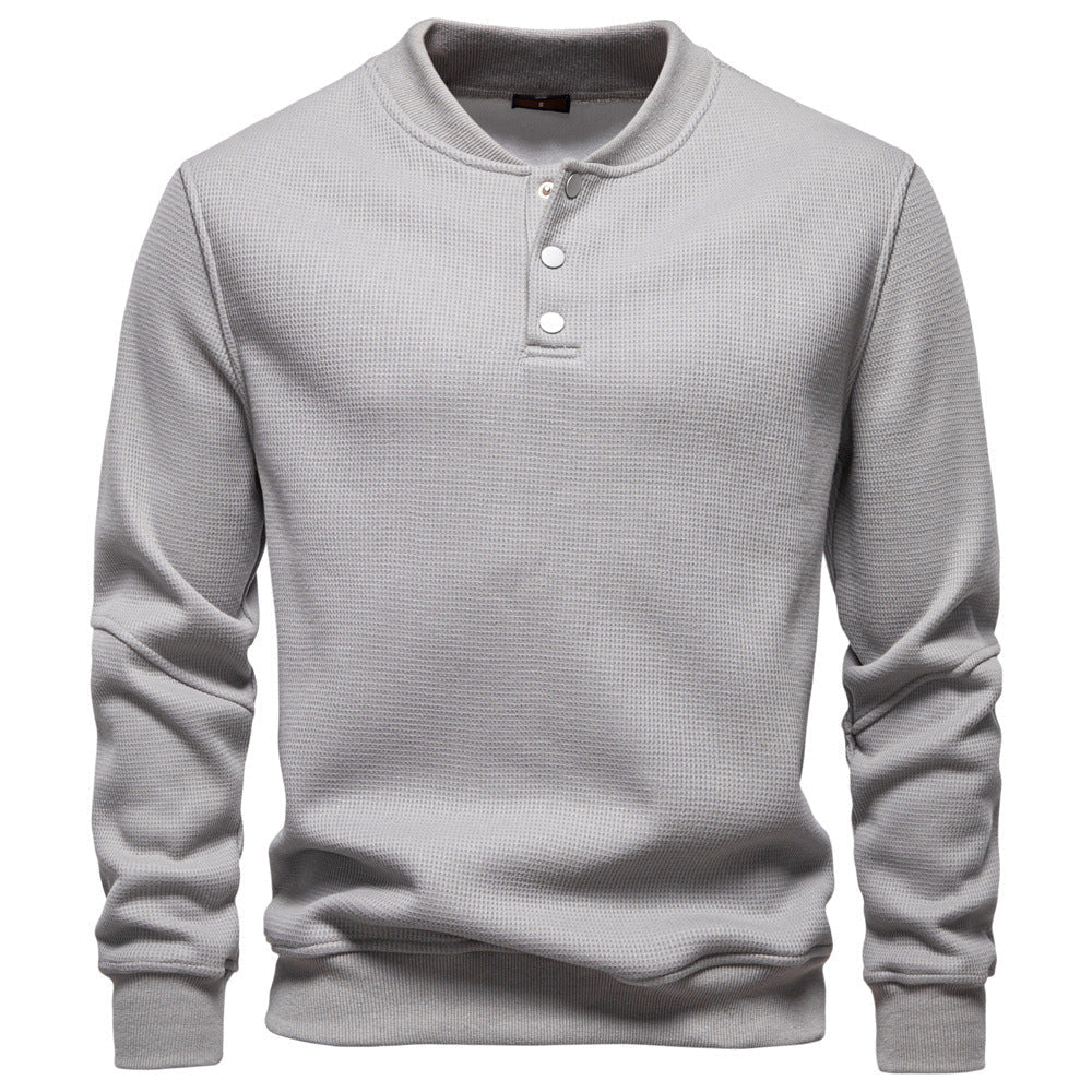 Men's everyday textured henley sweatshirt, offering stylish comfort and warmth.