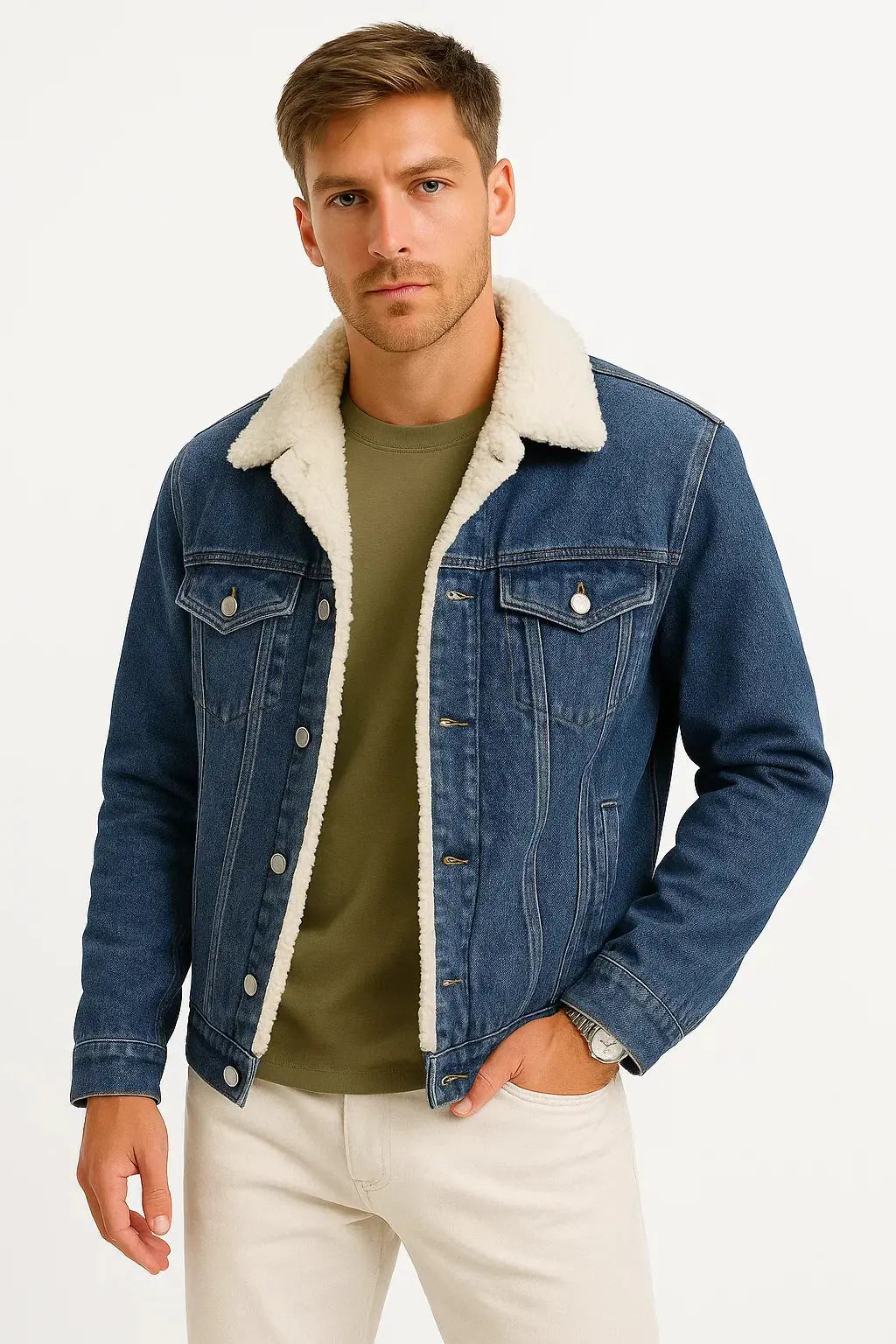Men's thickened winter jacket, warm & loose fit for cold weather. Stylish casual outerwear.