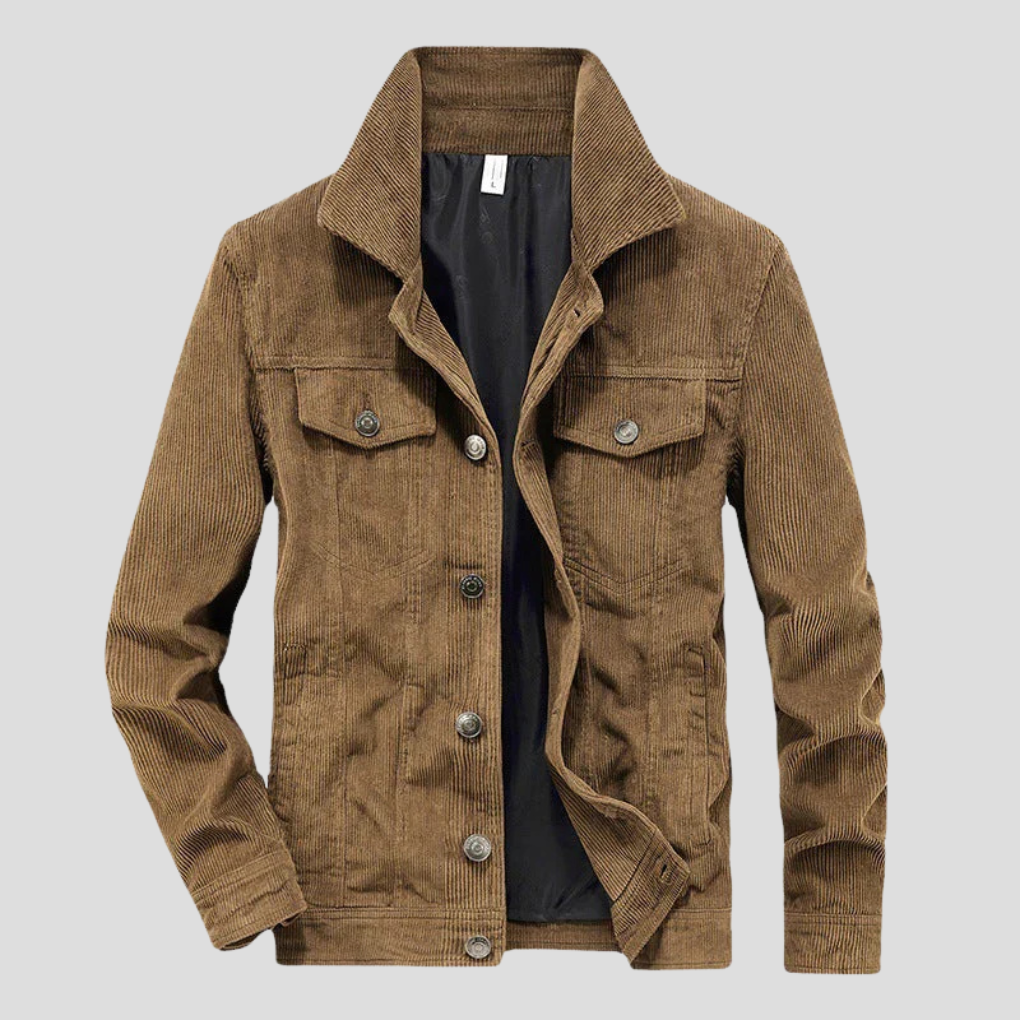 Men's thin cut corduroy jacket for streamlined style. Ideal transitional outerwear, perfect for casual everyday wear.