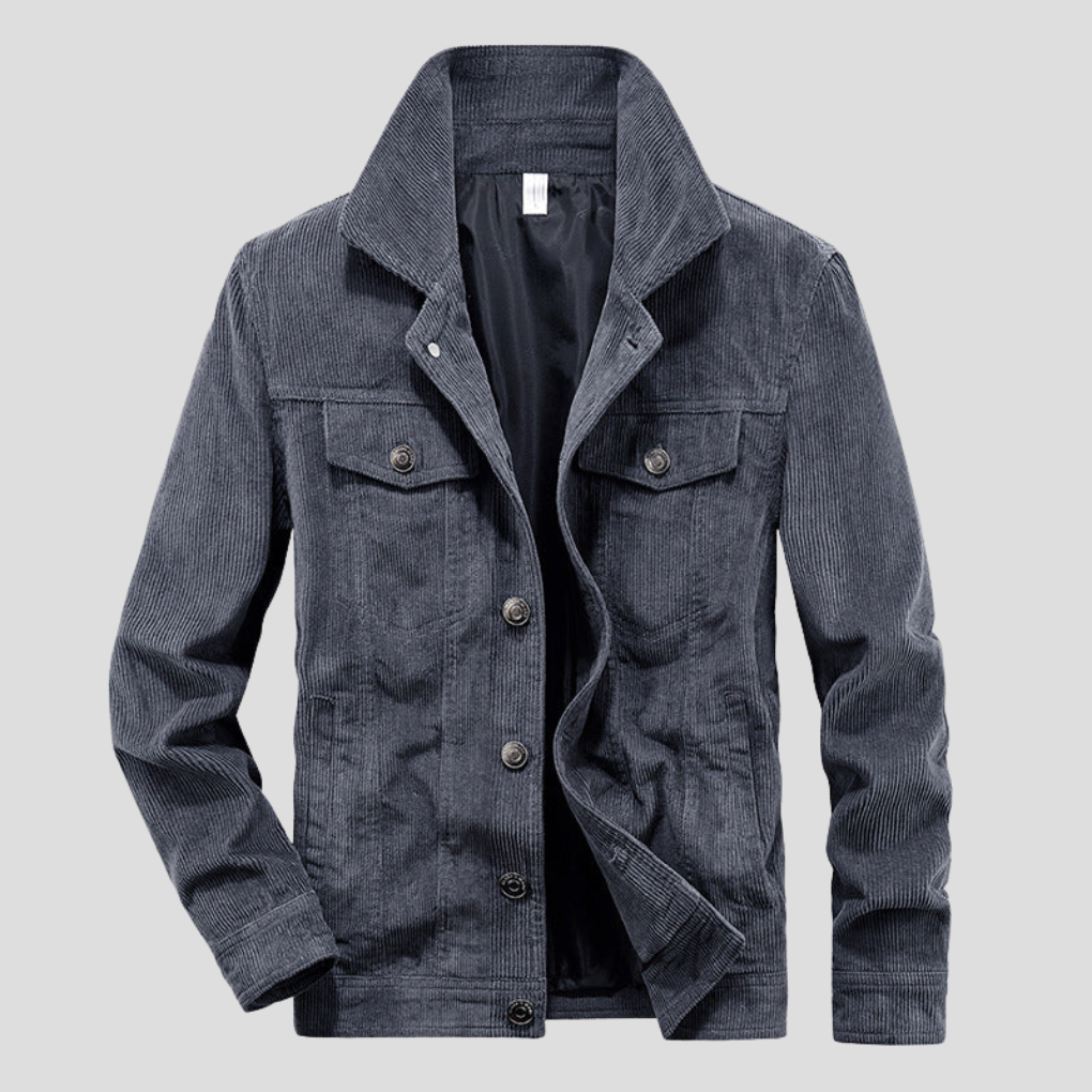 Classic men's corduroy jacket with a thin, streamlined cut. Versatile outerwear for a stylish and casual look.