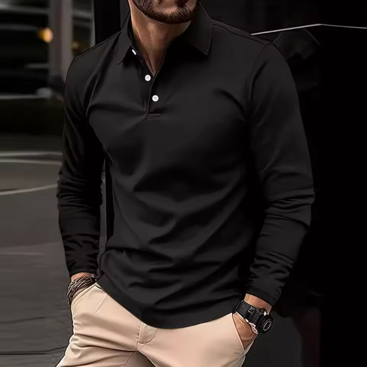 Stylish green men's timeless long-sleeve button-up shirt, ideal for smart casual or work attire.