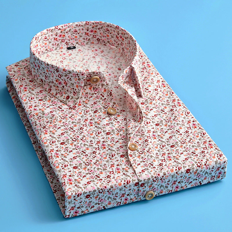 Men's trendy floral short sleeve shirt, vibrant pattern, perfect for casual summer style.